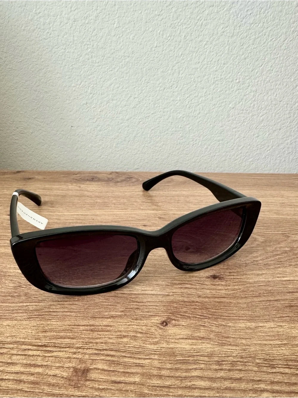 Anthropologie Reality Eyewear Slim Wrapped Oval Sunglasses Black NWT Preppy Chic
